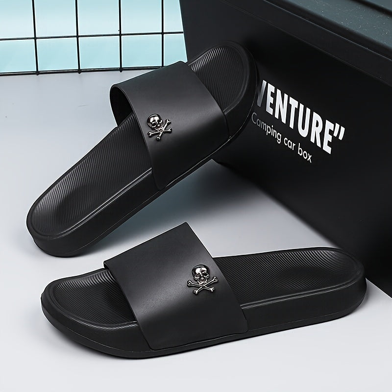 Men's Solid Colour Simple Style Open Toe Breathable Slippers, Comfy Non Slip Casual Soft Sole Slides, Men's Footwear